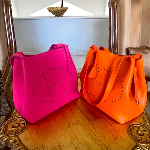 Leather orange women bag - Picture 4 of 11